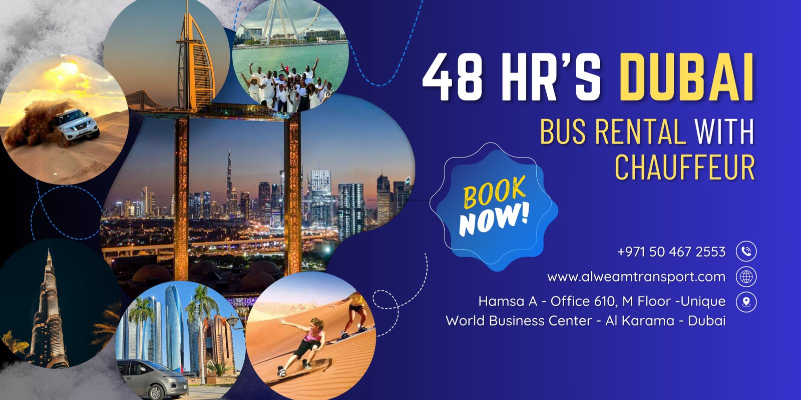 48 Hrs. Dubai Itinerary: Bus Rental with Chauffeur